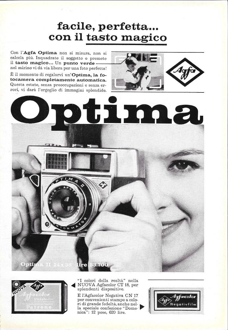 Agfa Optima. La fotocamera completamente automatica. Advertising 1962 | Immagine principale