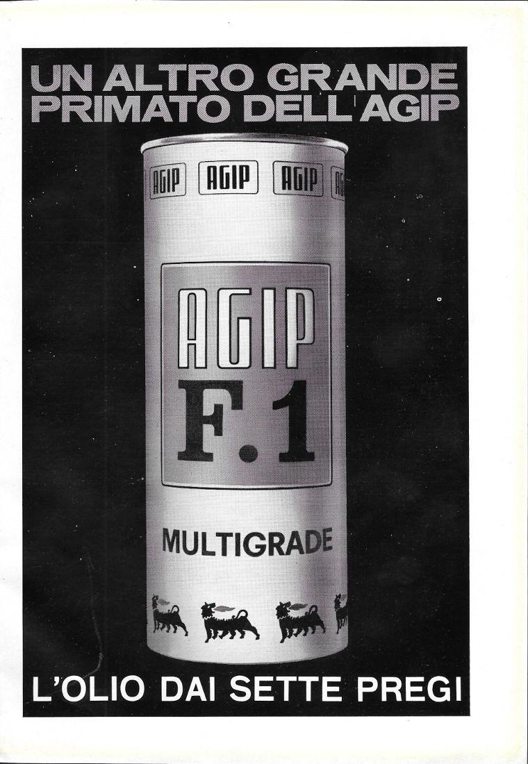 AGIP F.1 l'olio dai sette pregi. Advertising 1964 | Immagine principale