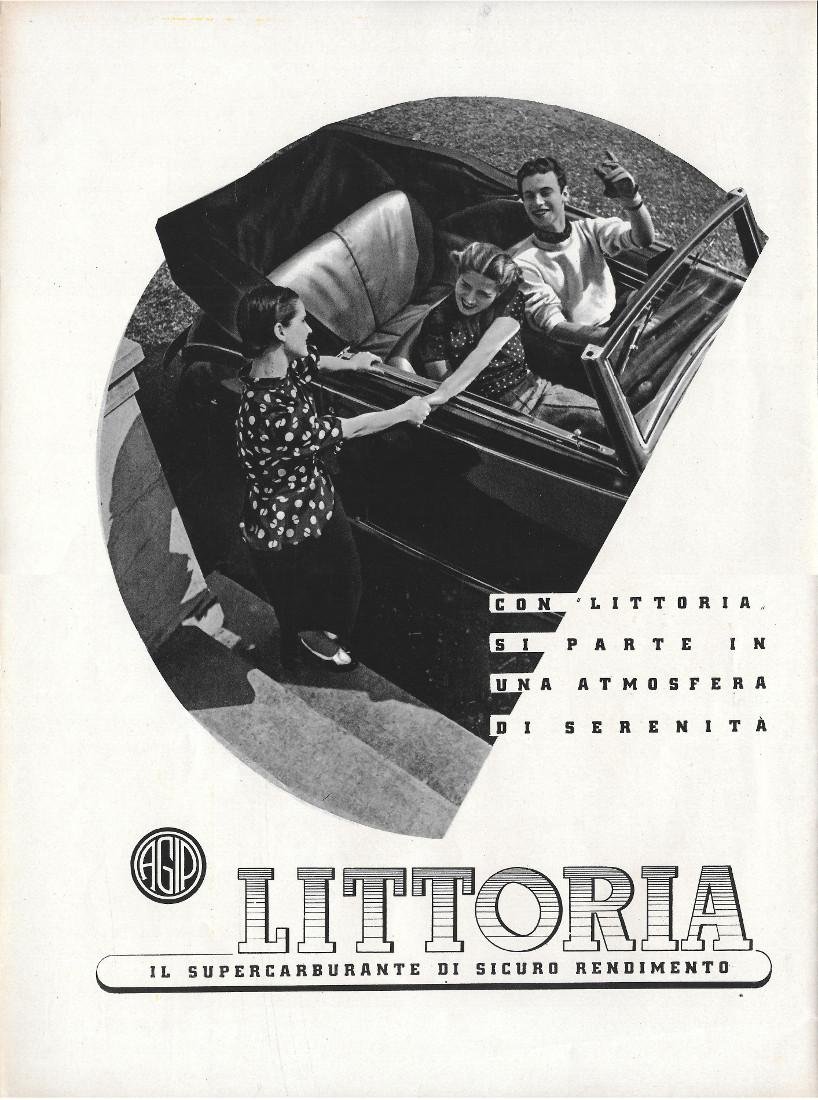 AGIP Littoria. Il supercaburante di sicuro rendimento. Advertising 1937 | Immagine principale
