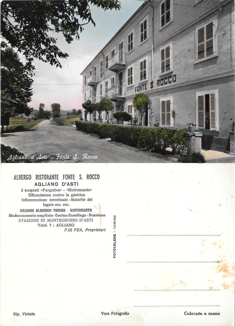 Agliano d'Asti. Fonte S. Rocco. Grande albergo terme. Non viaggiata | Immagine principale