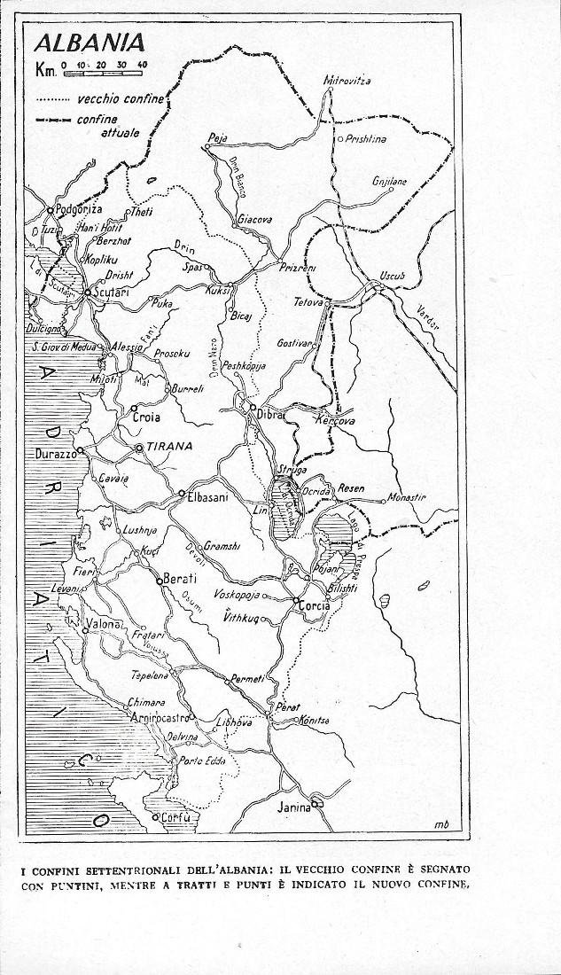 Albania vecchie e nuovi confini settentrionali. Stampa 1942 | Immagine principale