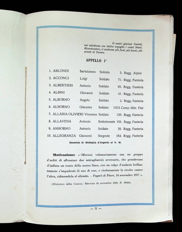 Albo d'onore dei cittadini sanremesi morti per la patria 1915-1918 …