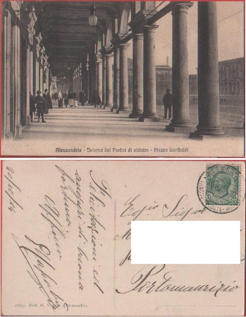 Alessandria. Interno dei portici di sinistra. Piazza Garibaldi. Viaggiata 1914. … | Immagine principale