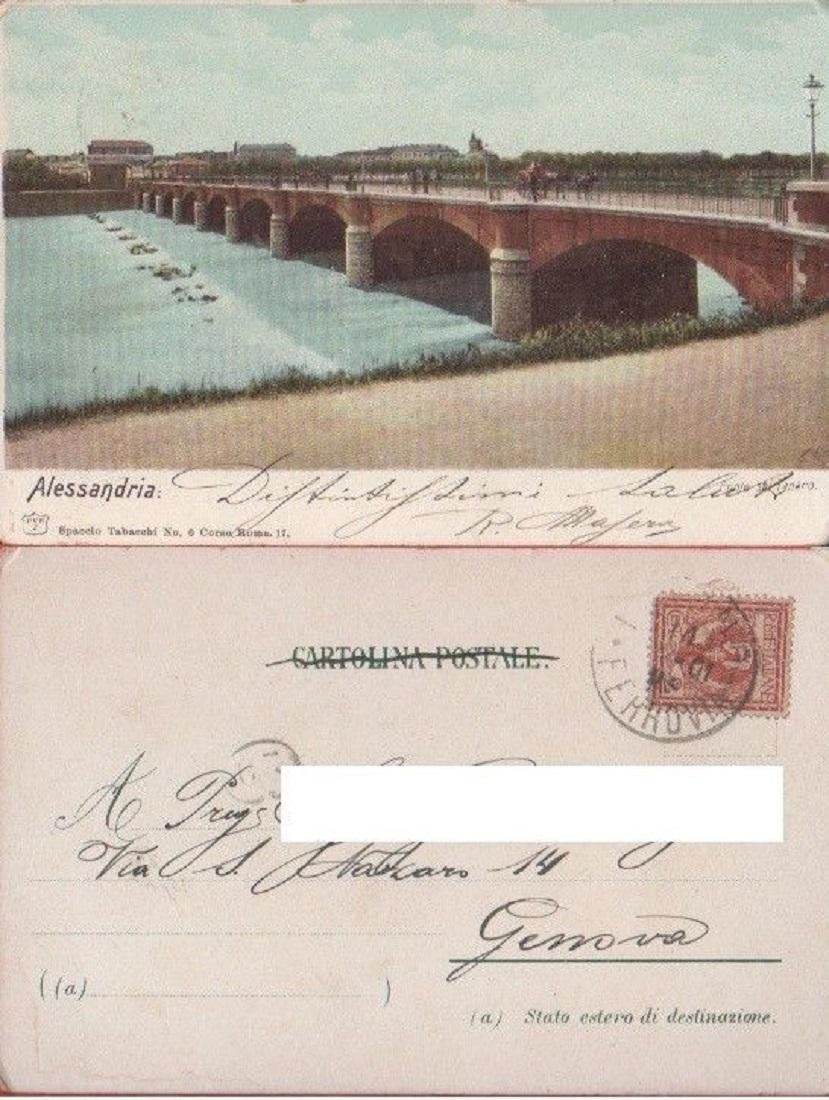Alessandria. Ponte sul Tanaro. Viaggiata 1911 | Immagine principale