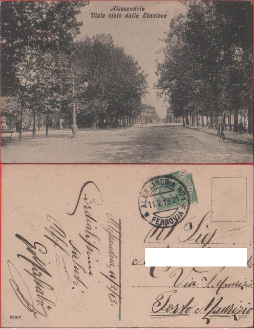 Alessandria. Viale visto dalla Stazione. Viaggiata 1913 | Immagine principale