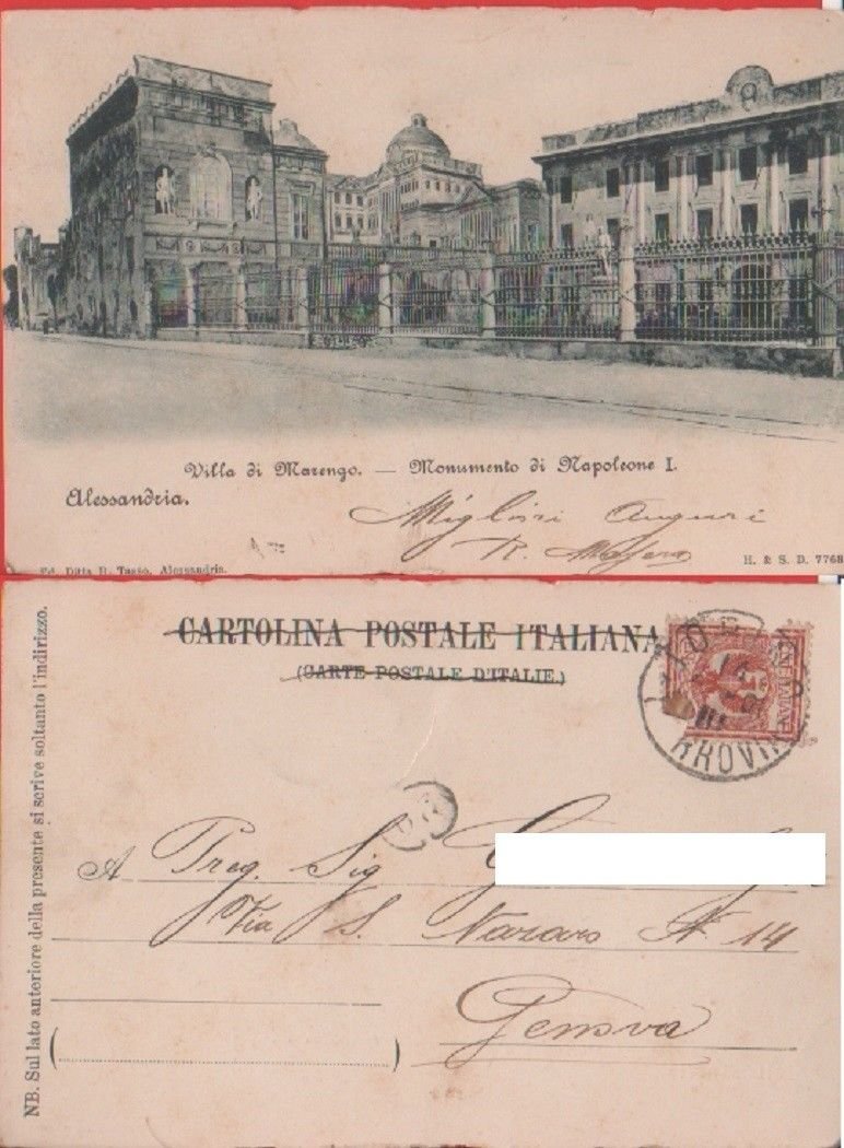 Alessandria. Villa di Marengo. Monumento di Napoleone I. Viaggiata 1901 | Immagine principale