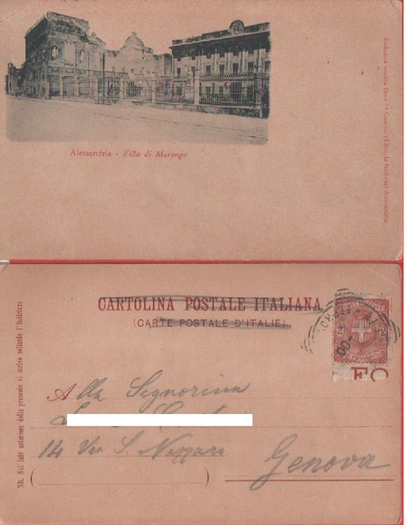 Alessandria. Villa di Marengo. Viaggiata 1900 | Immagine principale