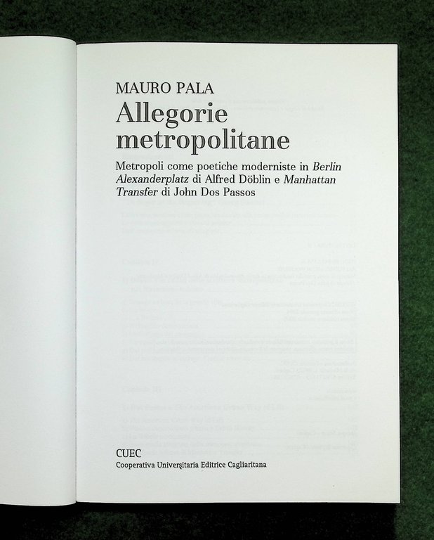 Allegorie Metropolitane - Metropoli Poetiche Moderniste, Libro Mauro Pala Cuec