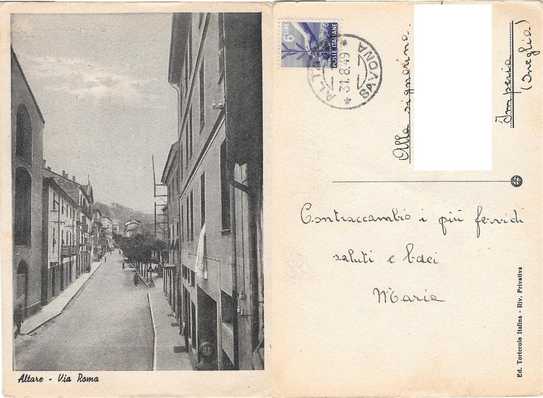 Altare (SV). Via Roma. Viaggiata 1949. Animata | Immagine principale