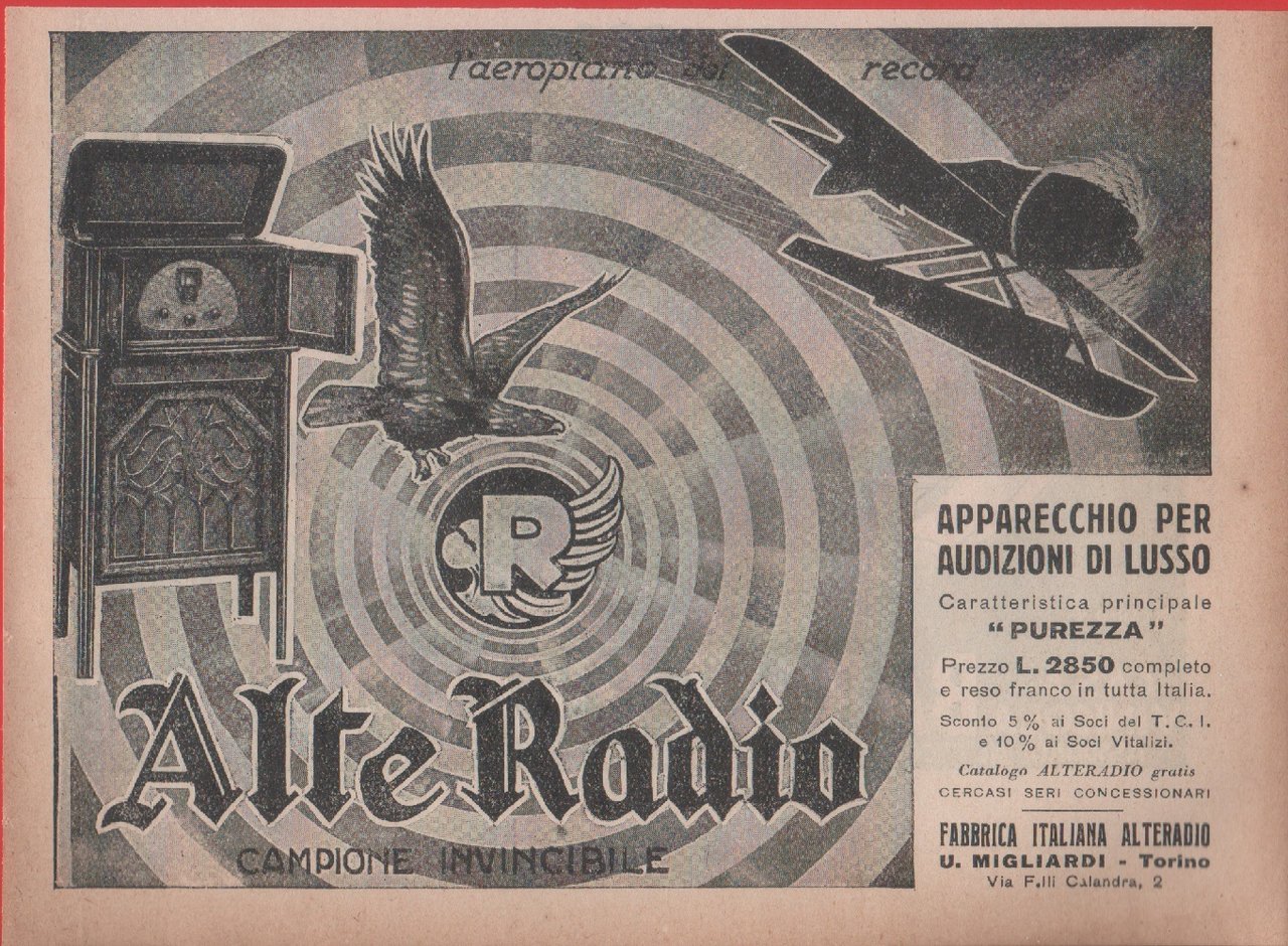 Alte Radio. Advertising 1930 | Immagine principale