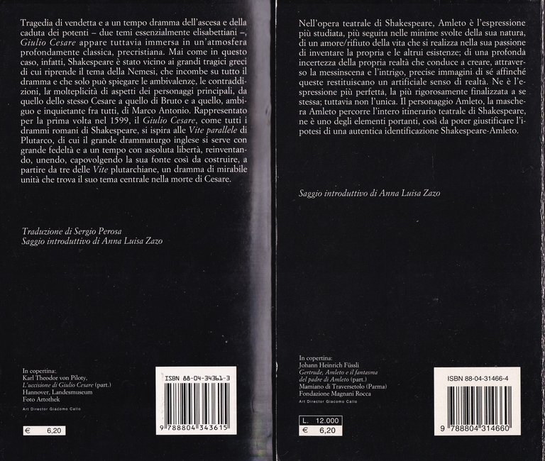 Amleto + Giulio Cesare: lotto di 2 libri Oscar Mondadori