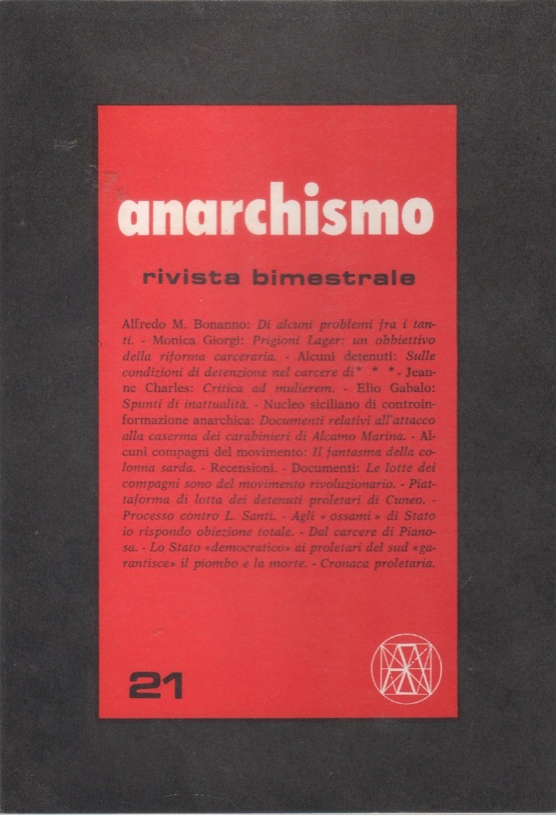 Anarchismo. Rivista bimestrale. n. 21. Anno IV 1978 | Immagine principale