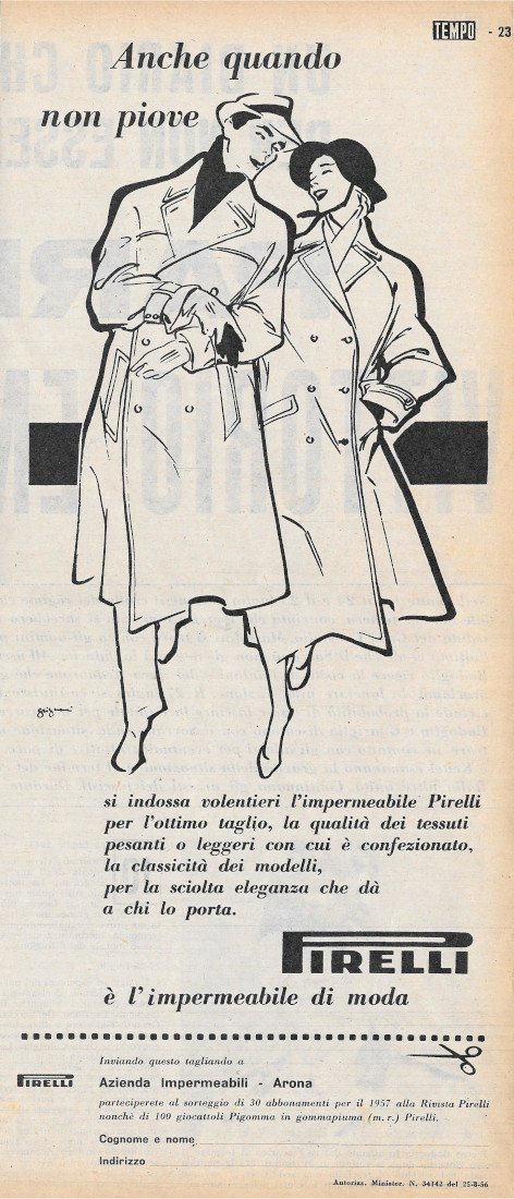 Anche quando piove, PIRELLI è l'impermeabile di moda - Advertising … | Immagine principale