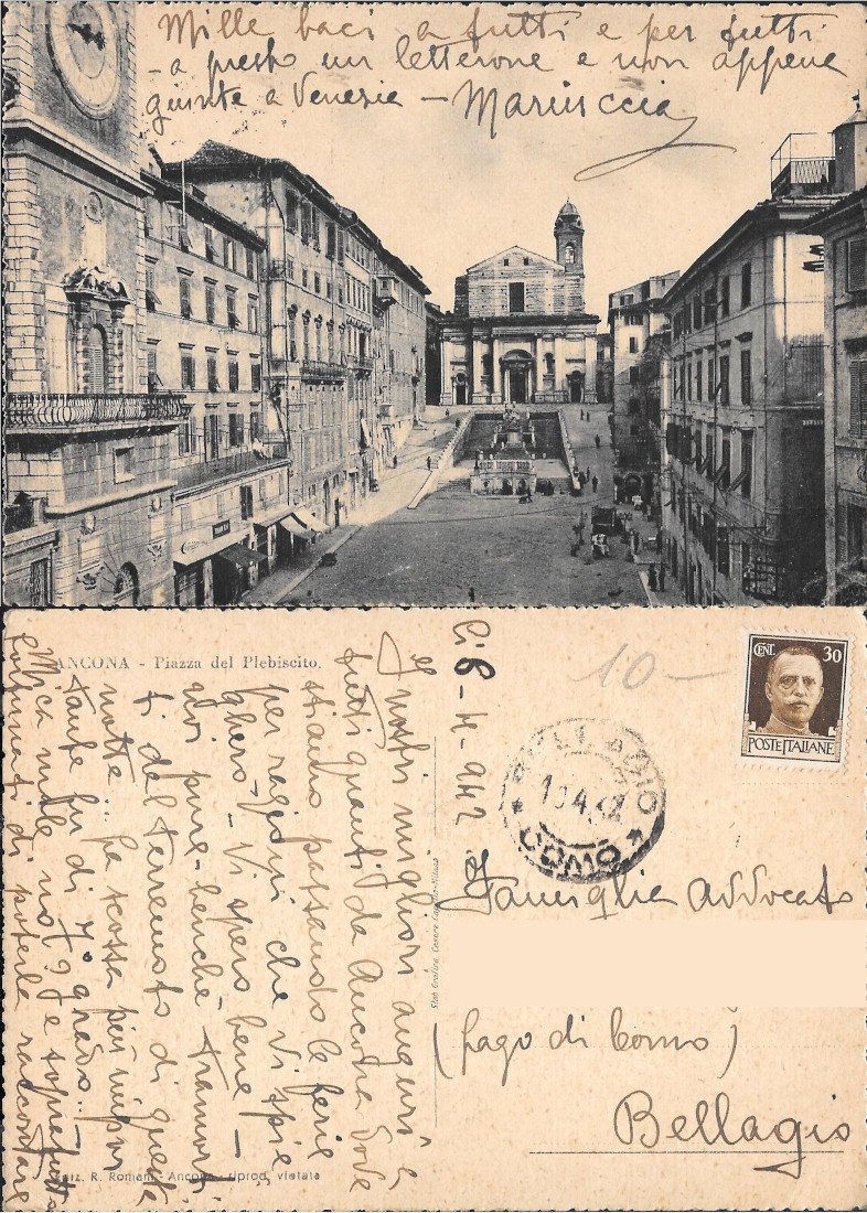 Ancona. Piazza del Plebiscito. Viaggiata 1942 | Immagine principale