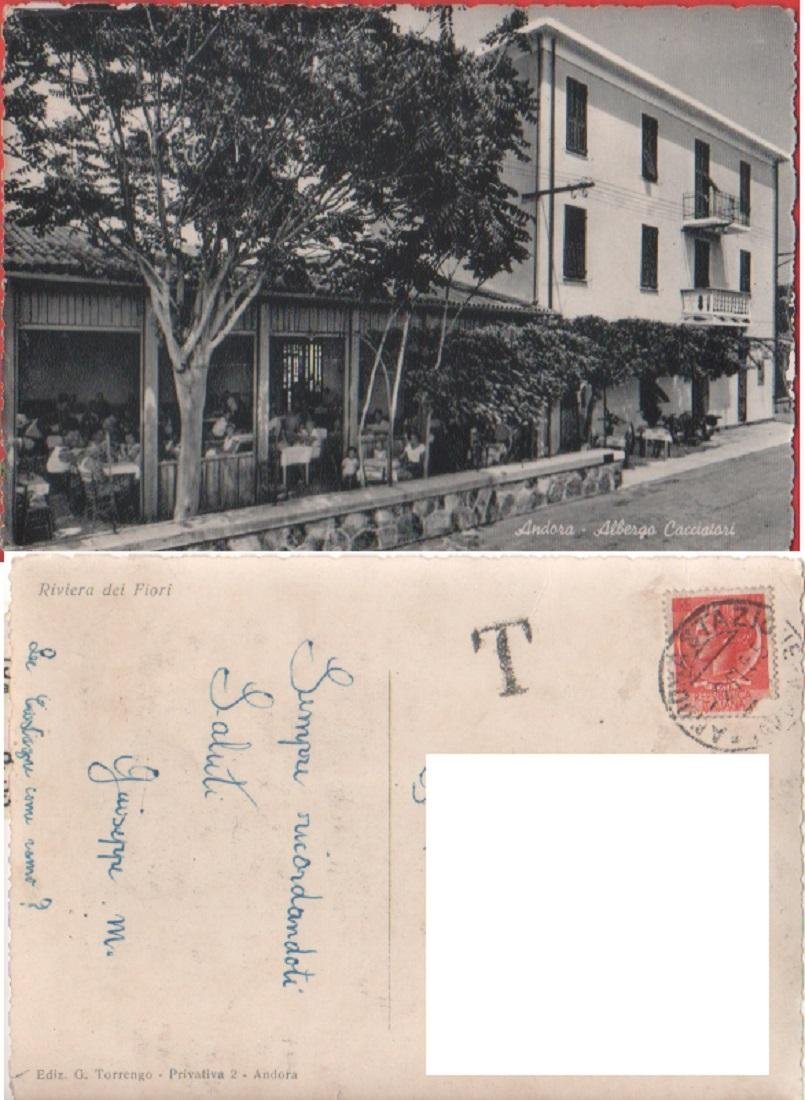 Andora (SV). Albergo Cacciatori. Viaggiata 1955 | Immagine principale