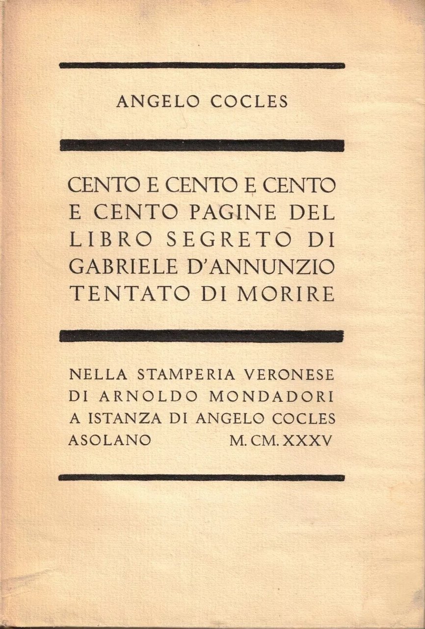 Angelo Cocles. Cento e cento Pagine del Libro Segreto di …