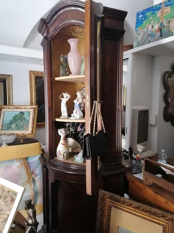 Angoliera Vetro Bombato Impiallacciata in Radica di Noce 5 Ripiani …