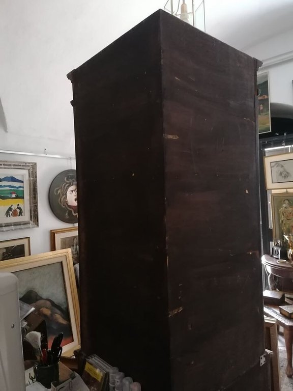 Angoliera Vetro Bombato Impiallacciata in Radica di Noce 5 Ripiani …