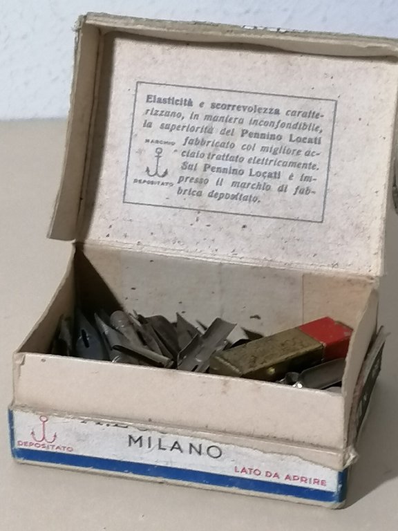 Antica Scatola Pennino Locati N^ 900 Milano Pennini Vintage Piena