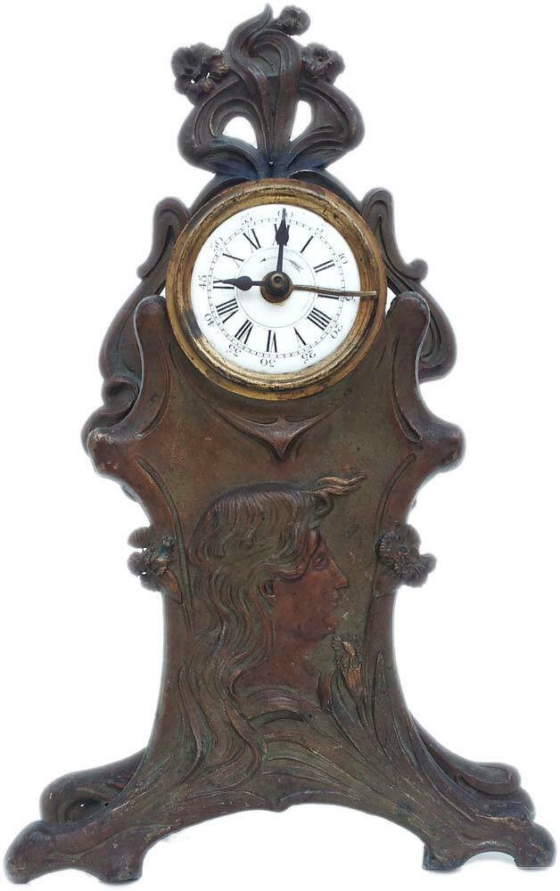 Antico orologio da tavolo in antimonio bronzato d'epoca e stile …