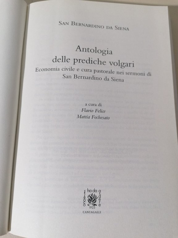 Antologia Delle Prediche Volgari Libro San Bernardino Da Siena Cantagalli …