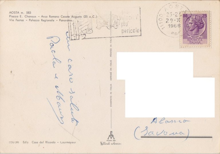 Aosta. Vedute. Viaggiata 1968 | Immagine Gallery 2