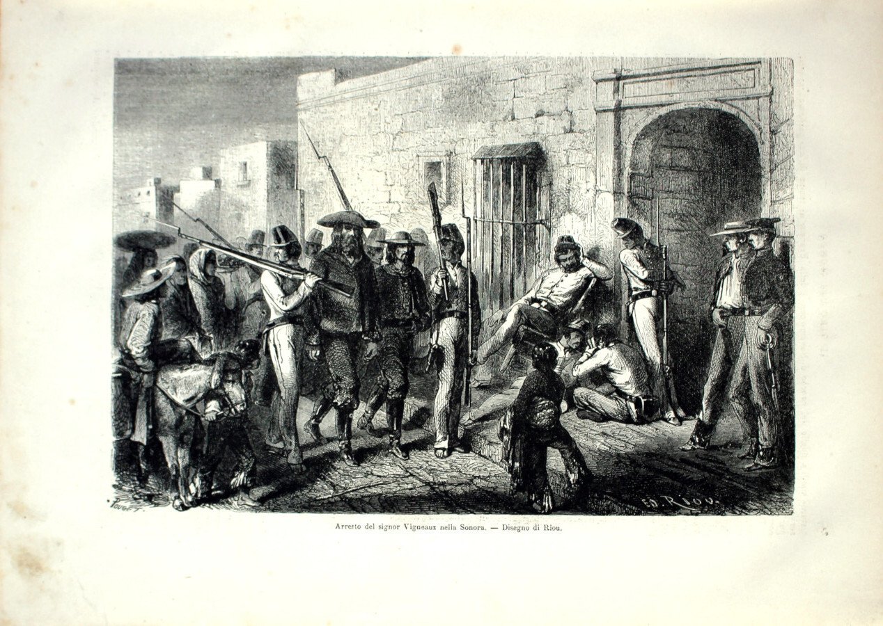 Arresto del signor Vigneaux nella Sonora (Messico). Stampa 1864 | Immagine principale