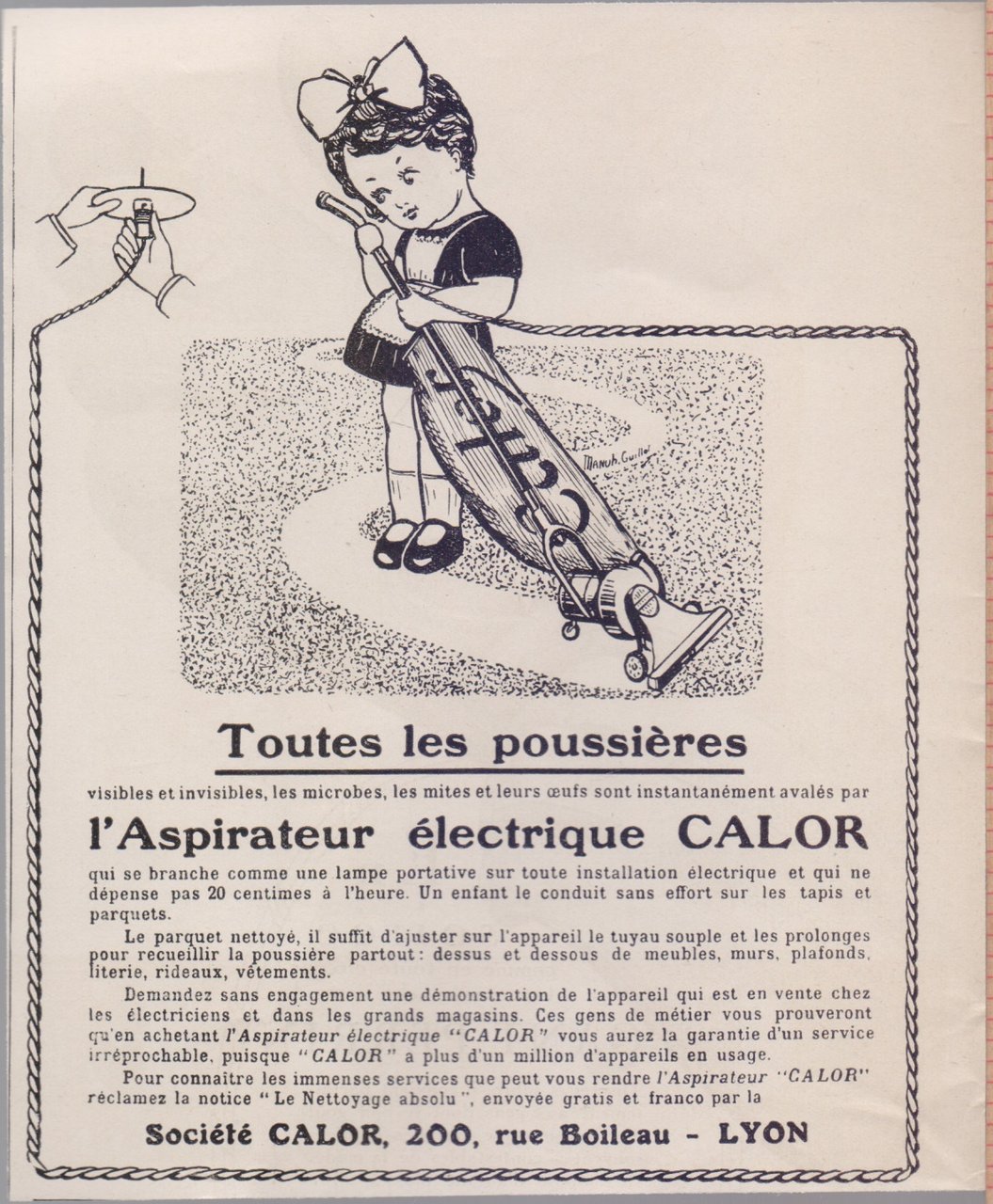 Aspirateur electrique Calor. Advertising 1924 | Immagine principale