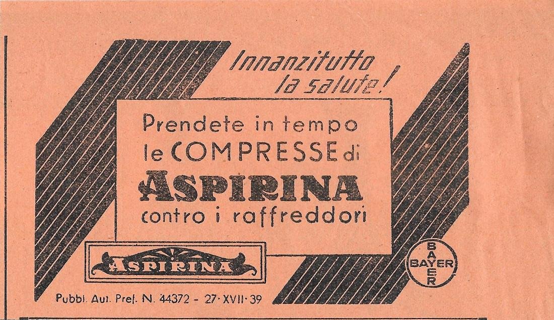 Aspirina. Innanzitutto la salute!. Advertising 1939 | Immagine principale