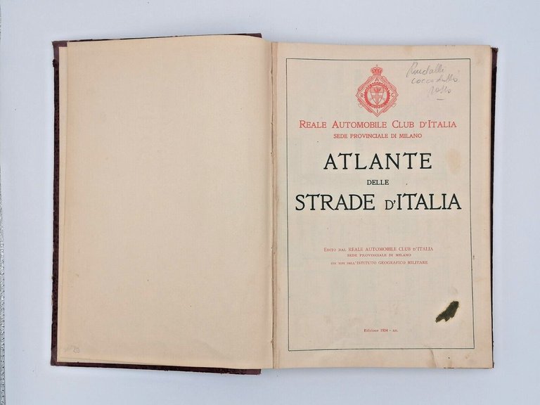 Atlante Delle Strade D'Italia 1934 Libro Reale Automobile Club Milano …