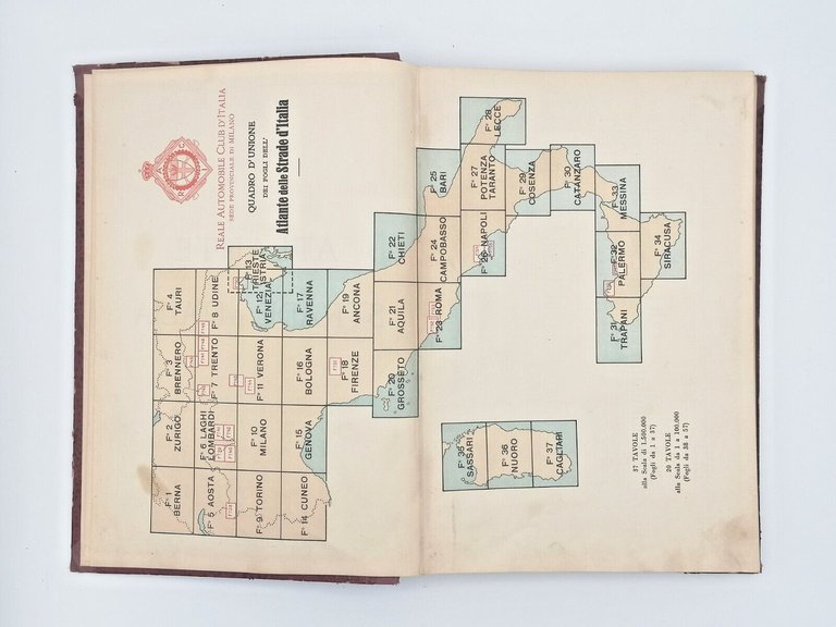 Atlante Delle Strade D'Italia 1934 Libro Reale Automobile Club Milano …