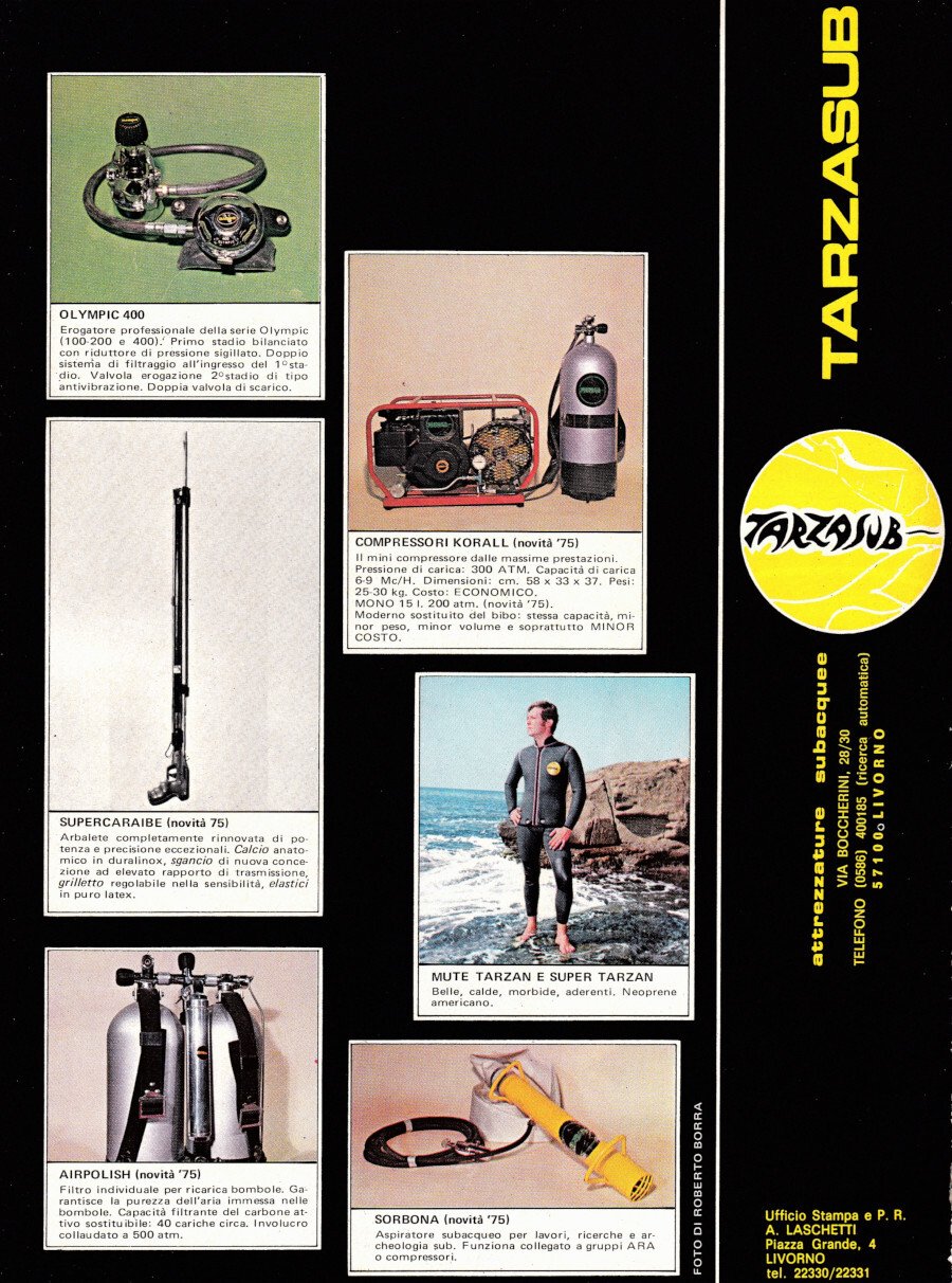 Attrezzature subacquee Tarzasub. Advertising 1974 | Immagine principale