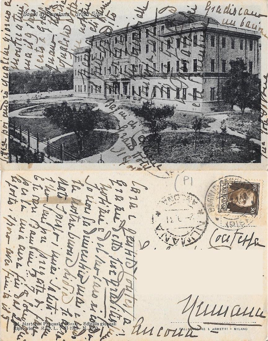 Bagni di Casciana. Grand Hotel. Viaggiata 1931 | Immagine principale