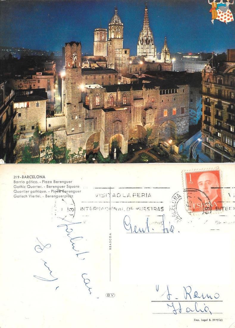 Barcellona (SP). Barrio Gotico. Plaza Berenguer. Viaggiata | Immagine principale