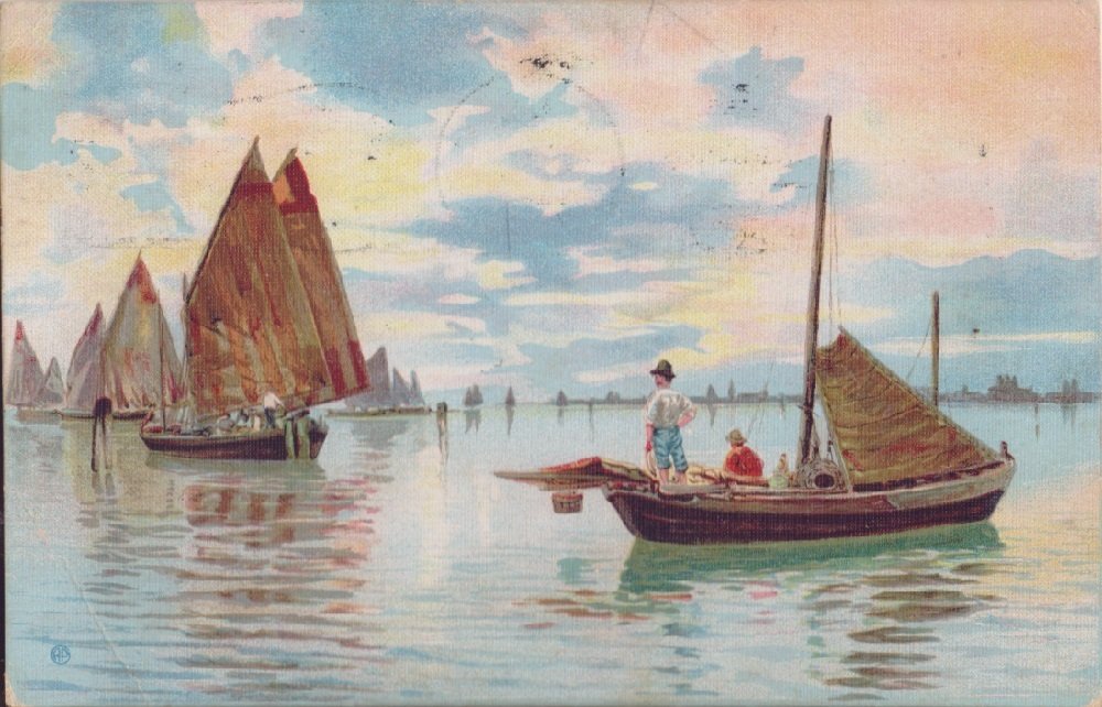 Barche a vela (dipinto). Viaggiata 1913 | Immagine principale