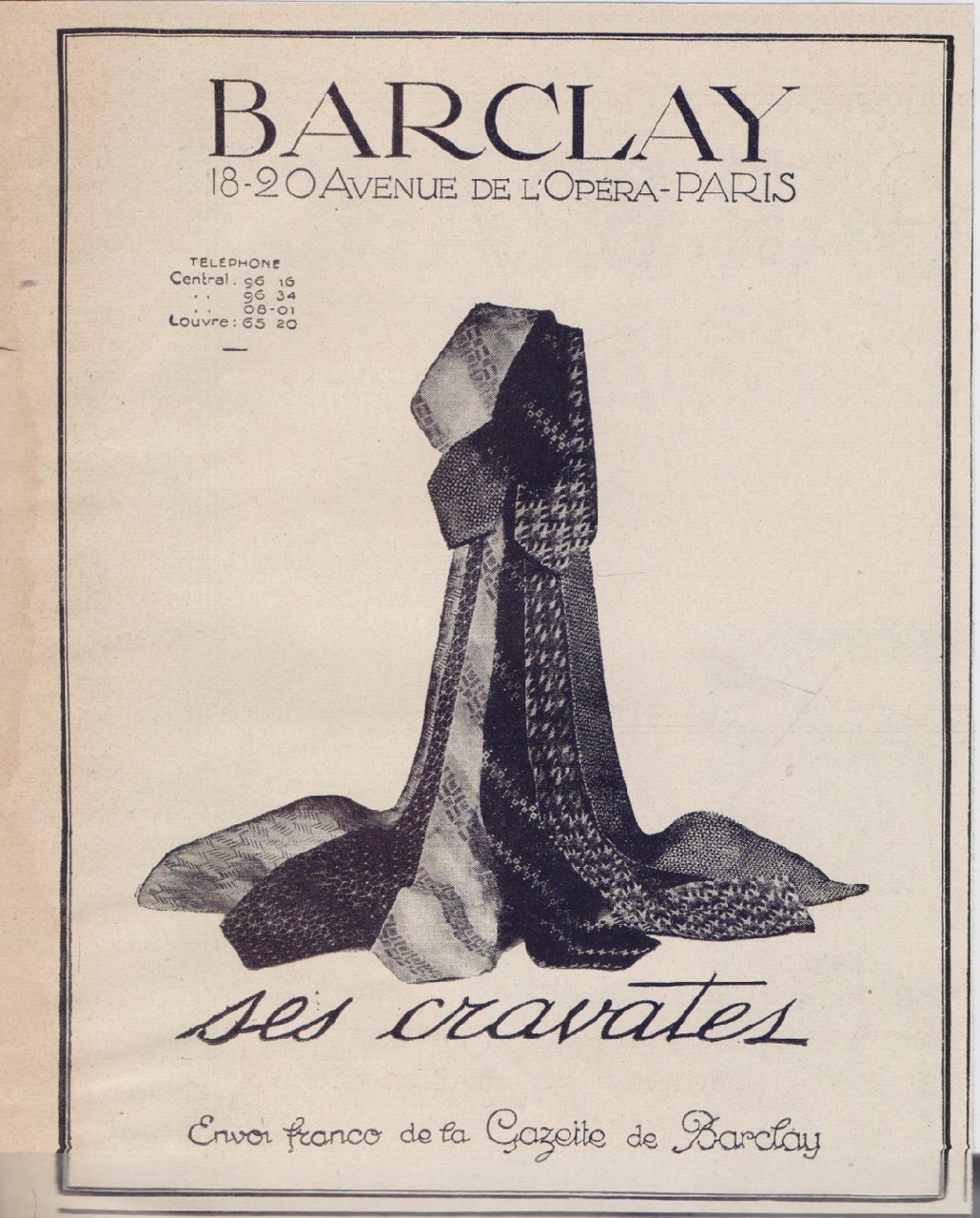 Barclay, ses cravates. Advertising 1926 | Immagine principale