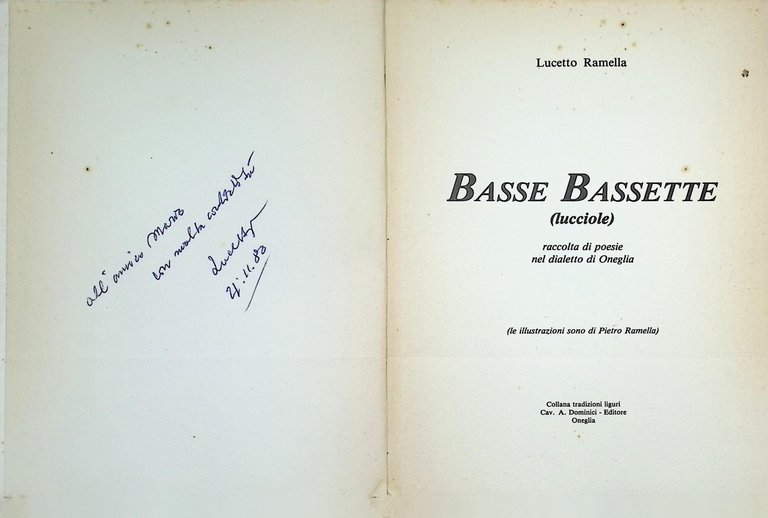 Basse Bassette (Lucciole). Raccolta di Poesie nel Dialetto di Oneglia. … | Immagine Gallery 3