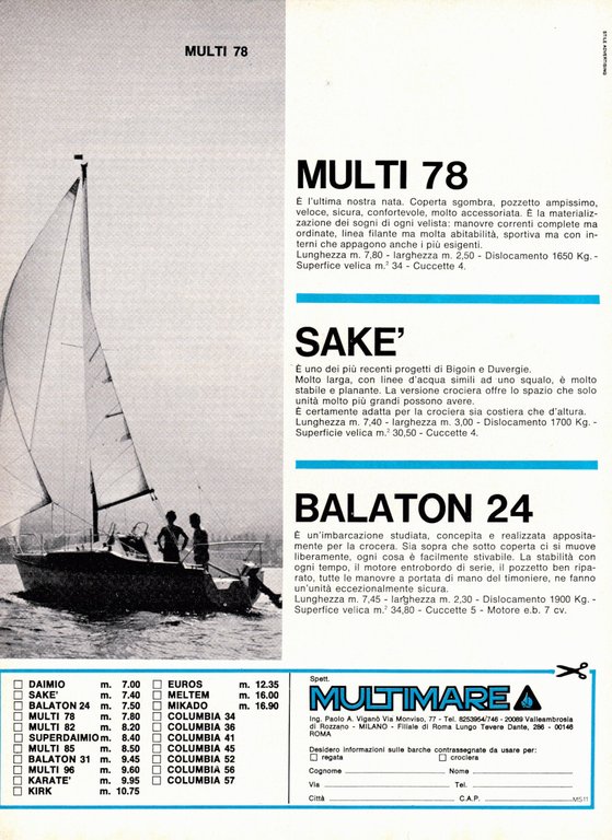 Battelli Mirage by Nautylatex/Multimare Cantiere Navale. Advertising 1974 | Immagine Gallery 2