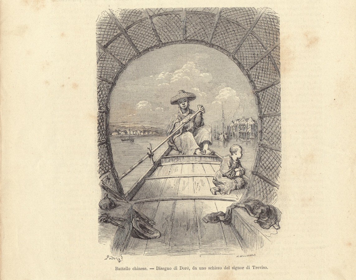 Battello chinese (disegno G. Doré). Illustrazione 1864 | Immagine principale