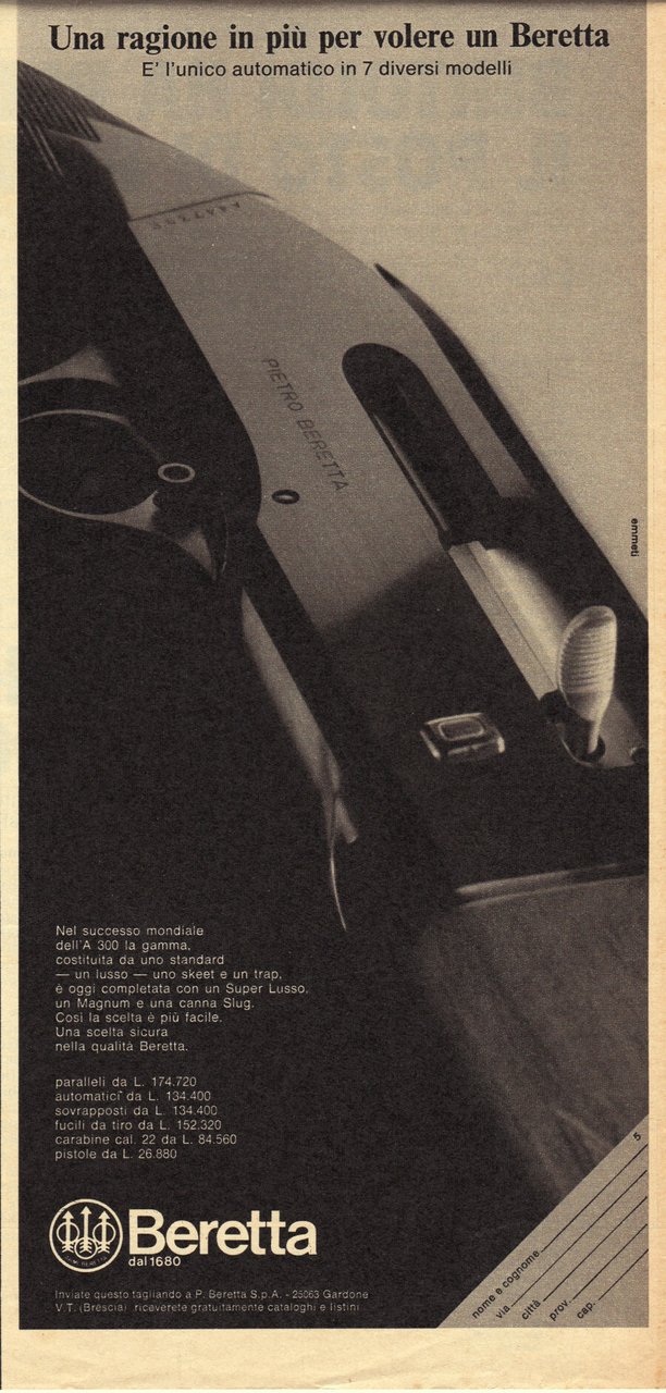 Beretta. Una ragione di più per volere un Beretta. Advertising … | Immagine principale
