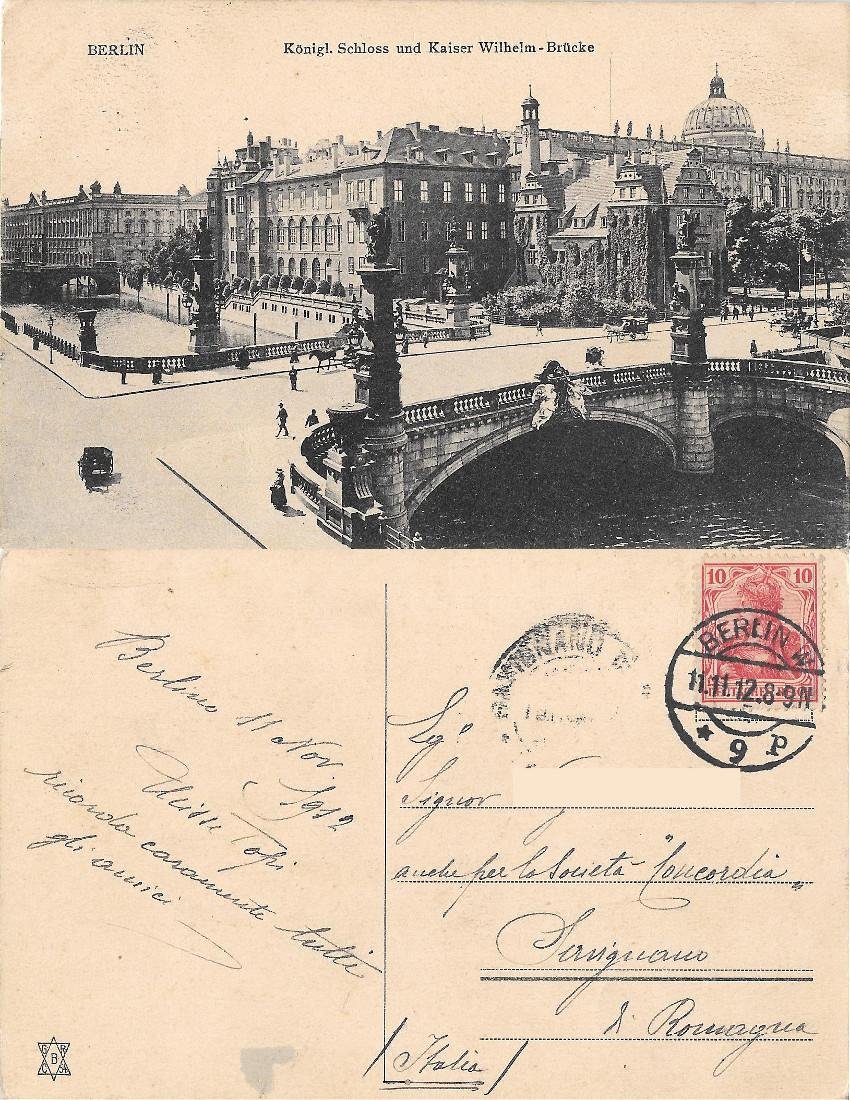 Berlin. Königl Schloss und Kaiser Wilhelm Brücke. Viaggiata 1912 | Immagine principale