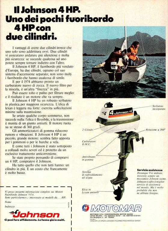 Bertram Marine Union/Fuoribordo Johnson 4 HP. Advertising 1974 | Immagine Gallery 2