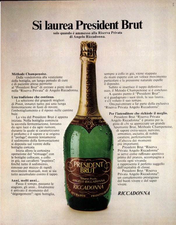 Birra Splugen Dry/President Brut Riccadonna. Advertising 1974 | Immagine Gallery 2