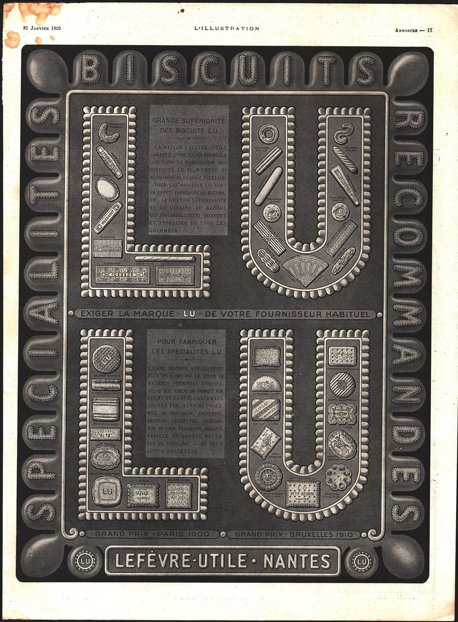 Biscuits LU Nantes. Advertising 1925 | Immagine principale