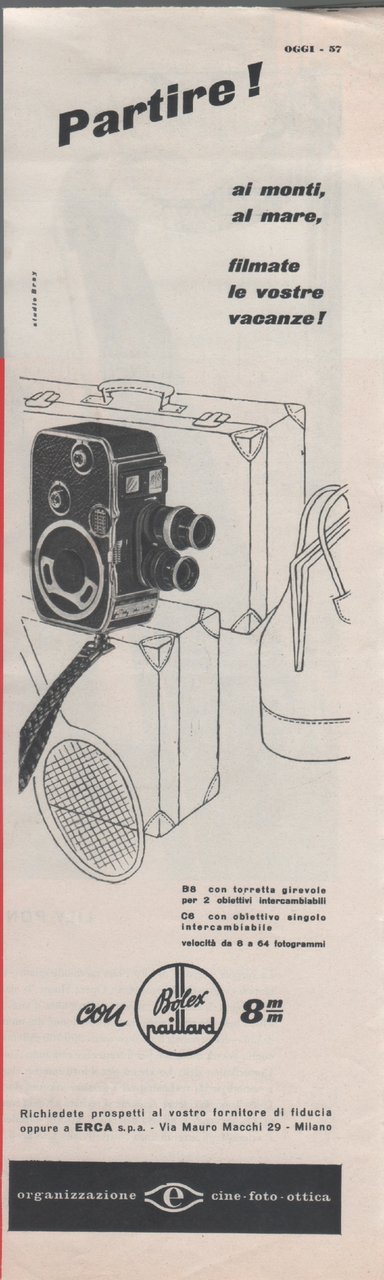 Bolex Paillard 8 mm. Advertising 1957 | Immagine principale