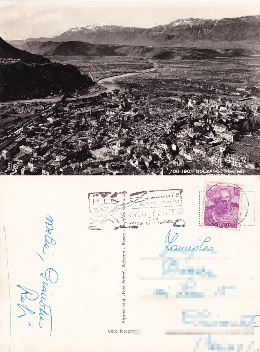 Bolzano. Panorama verso la Mendola. Viaggiata 1962 | Immagine principale