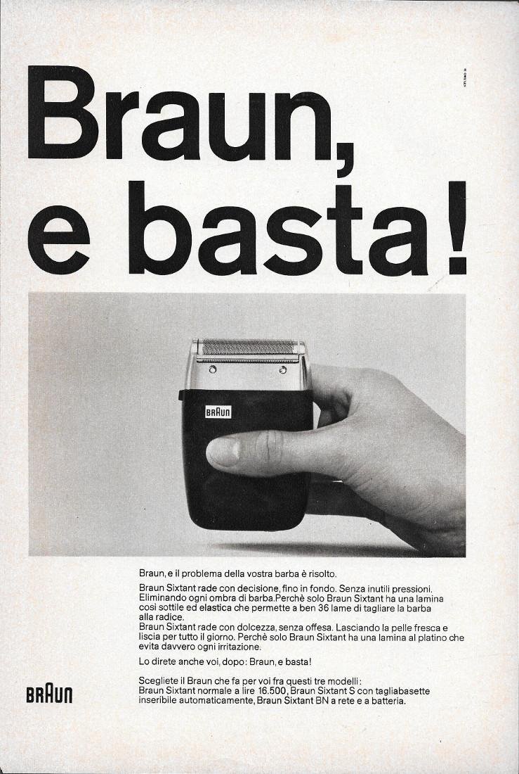 Braun e basta. Rasoi. Advertising 1963 | Immagine principale
