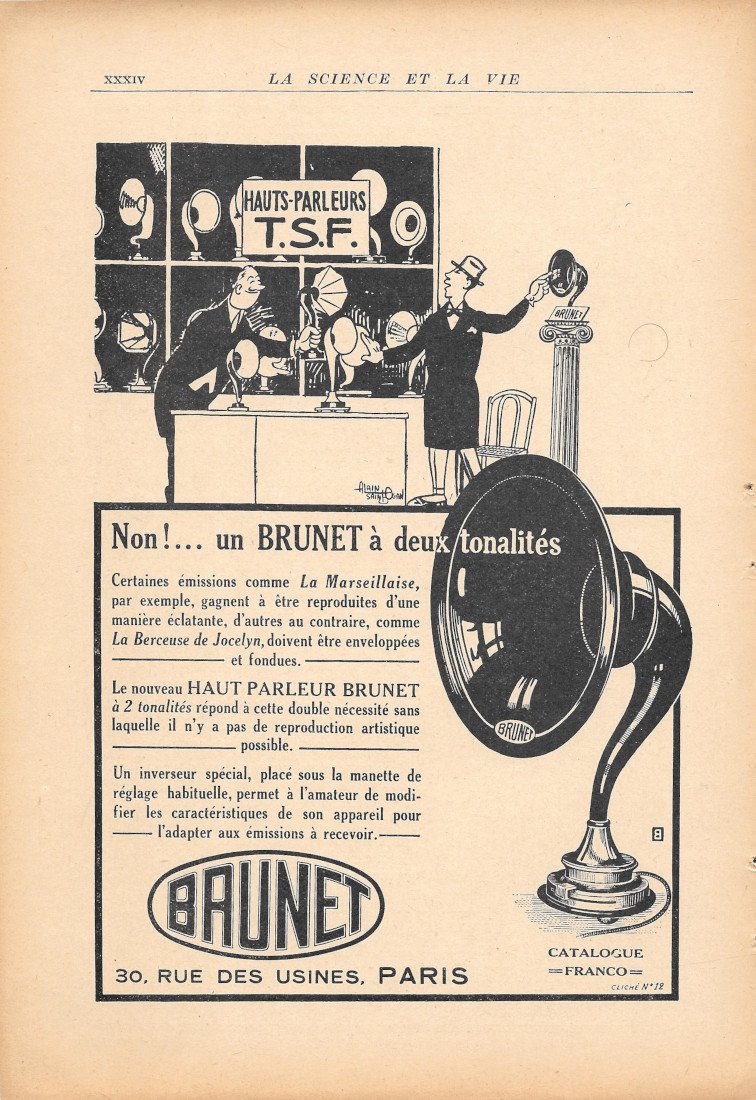 Brunet hauts-parleurs TSF - Advertising 1920 | Immagine principale