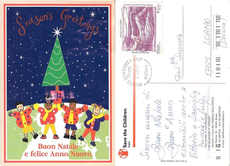 Buon Natale e felice Anno Nuovo. Save the Children. Viaggiata …