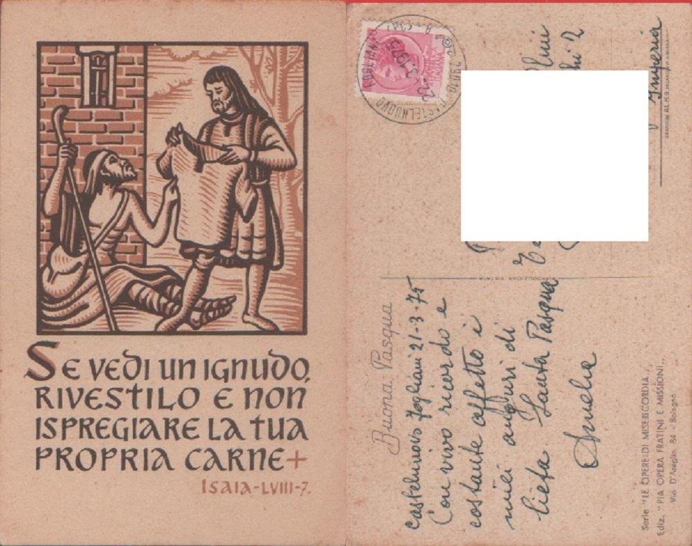 Buona Pasqua. Le opere di misericordia. Viaggiata 1975 | Immagine principale